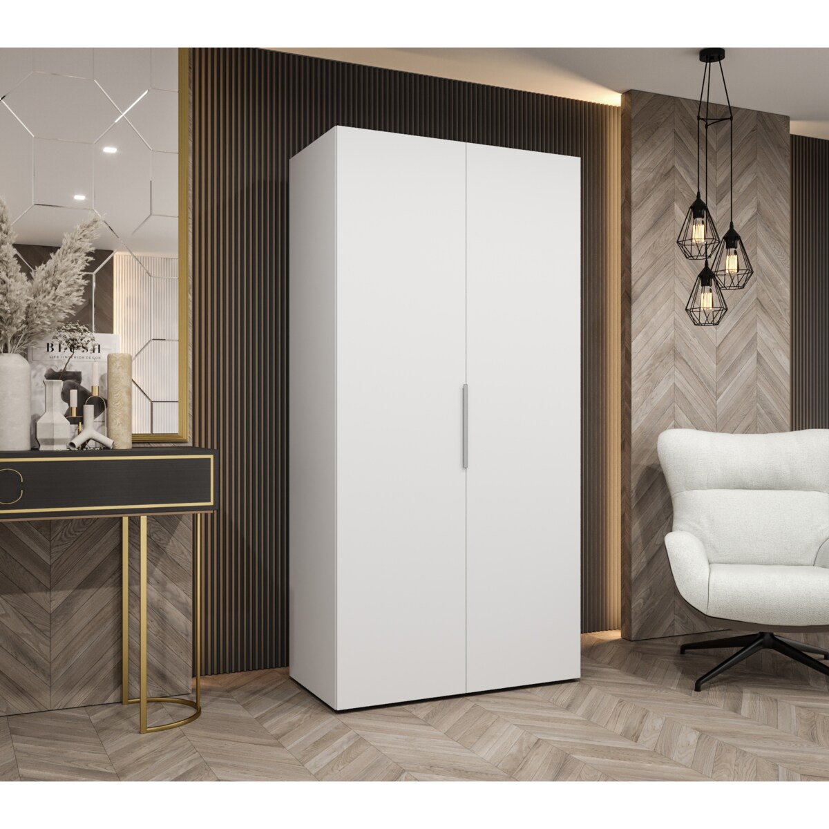 Szafa uchylna otwierana MARBELLA 1 100 wys. 202 cm Biały + u. Kaszmir