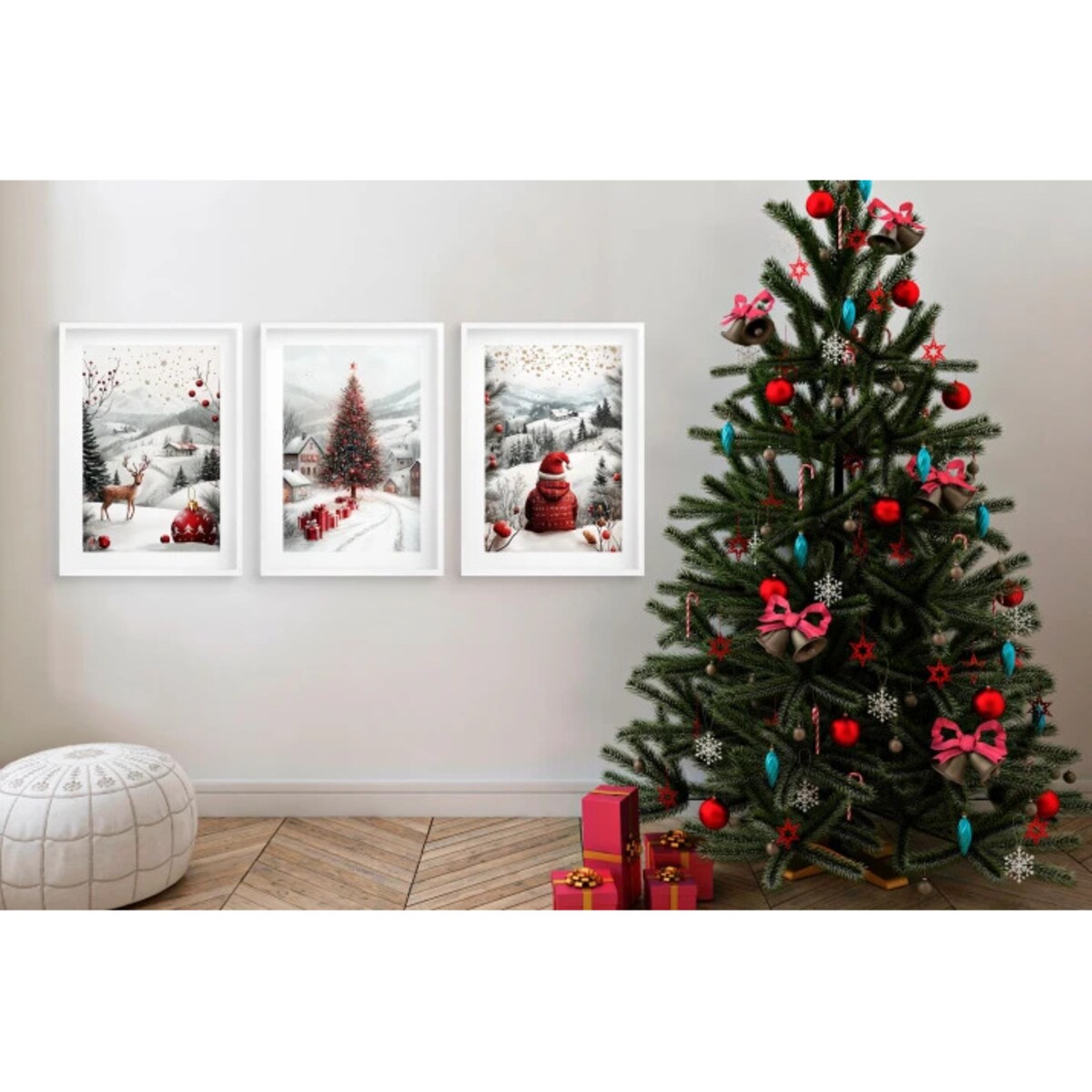 Obrazy Plakaty na ścianę do salonu Boże Narodzenie Święta Choinka Zima
