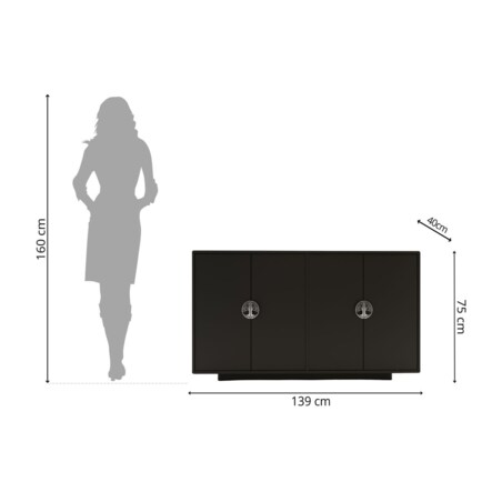 Czarna komoda Dancan LOTTA / szer. 139 cm