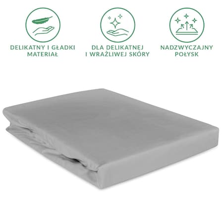 Prześcieradło z bawełny satynowej z gumką 120x200 kolor Popiel
