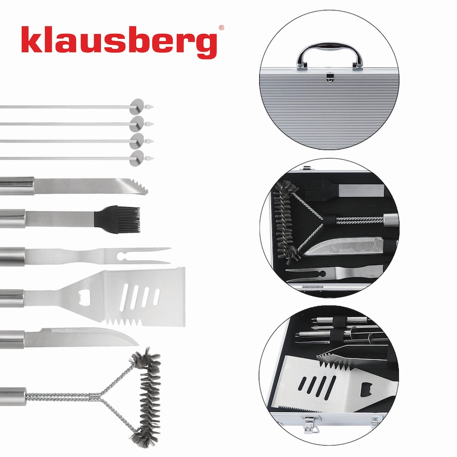 Zestaw przyborów do grilla 10 elementów narzędzia do grillowania KLAUSBERG