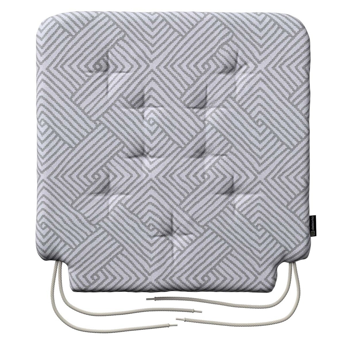 Poduszka na krzesło Olek, szare wzory geometryczne, 42 x 41 x 3,5 cm, Sunny