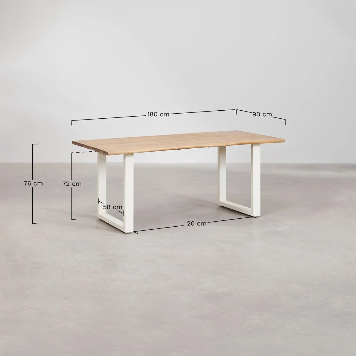 Stół prostokątny na metalowej podstawie 180x90 cm Maupi