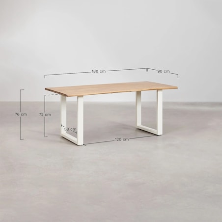 Stół prostokątny na metalowej podstawie 180x90 cm Maupi