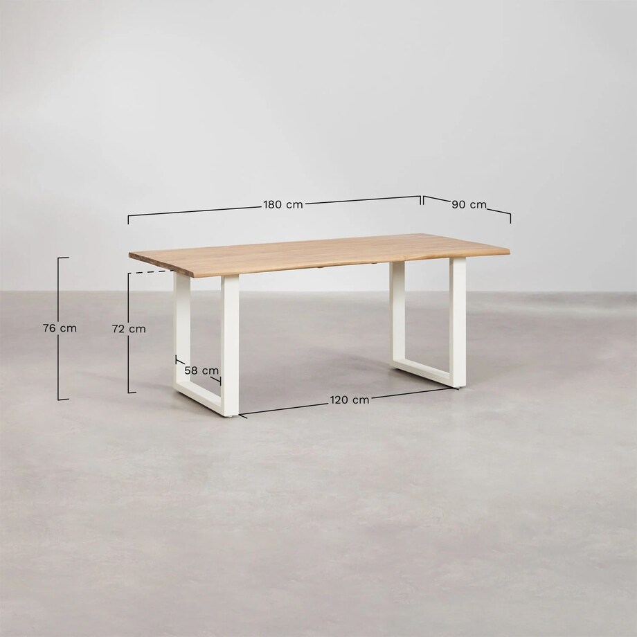 Stół prostokątny na metalowej podstawie 180x90 cm Maupi