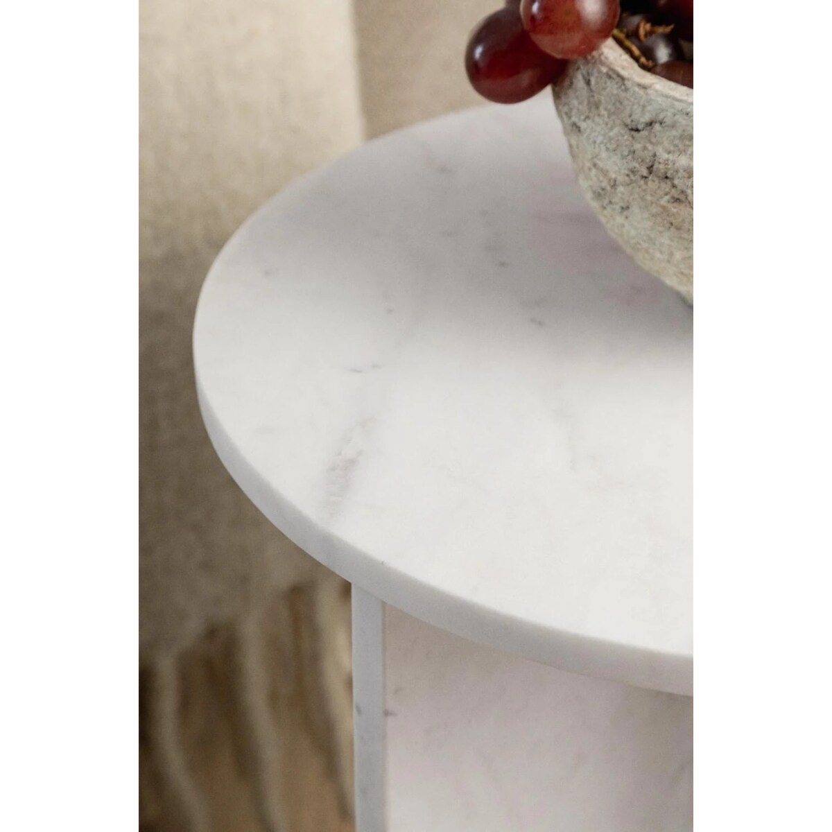 Stolik pomocniczy, biały marmur Banswara, Ø35 cm, Mencia
