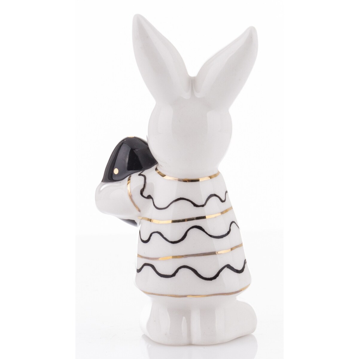 Dekoracja - małe białe króliczki w prążki 2 szt. - 9x4,5x3 cm