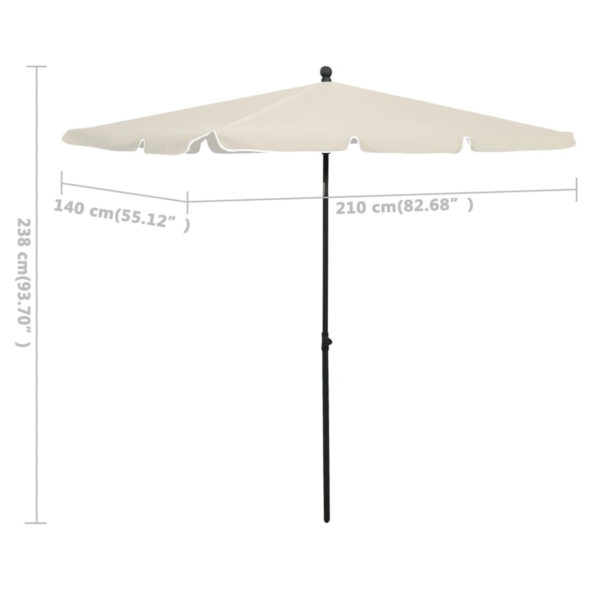 vidaXL Parasol ogrodowy na słupku, 210x140 cm, piaskowy