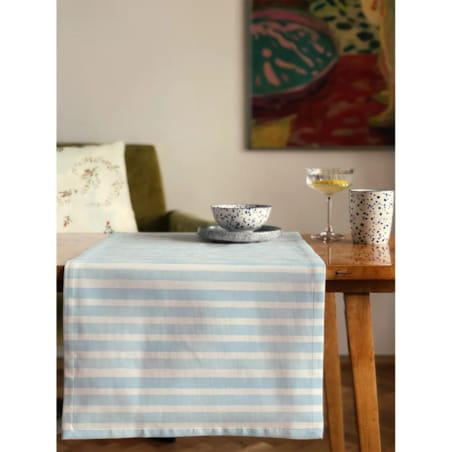 Bieżnik świąteczny - błękitne paski - 35x130