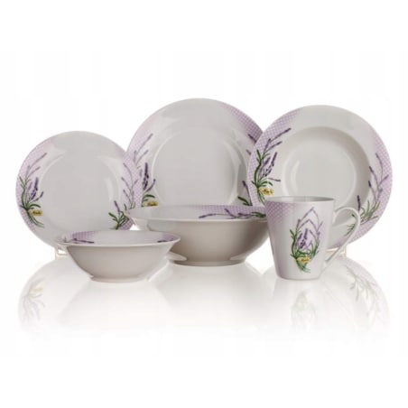 TALERZE obiadowe głębokie na zupę jedzenie komplet LAWENDA 6x 21 cm okrągłe