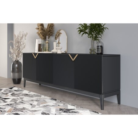 Drewniana komoda Visby DEMI LONG / kolor czarny