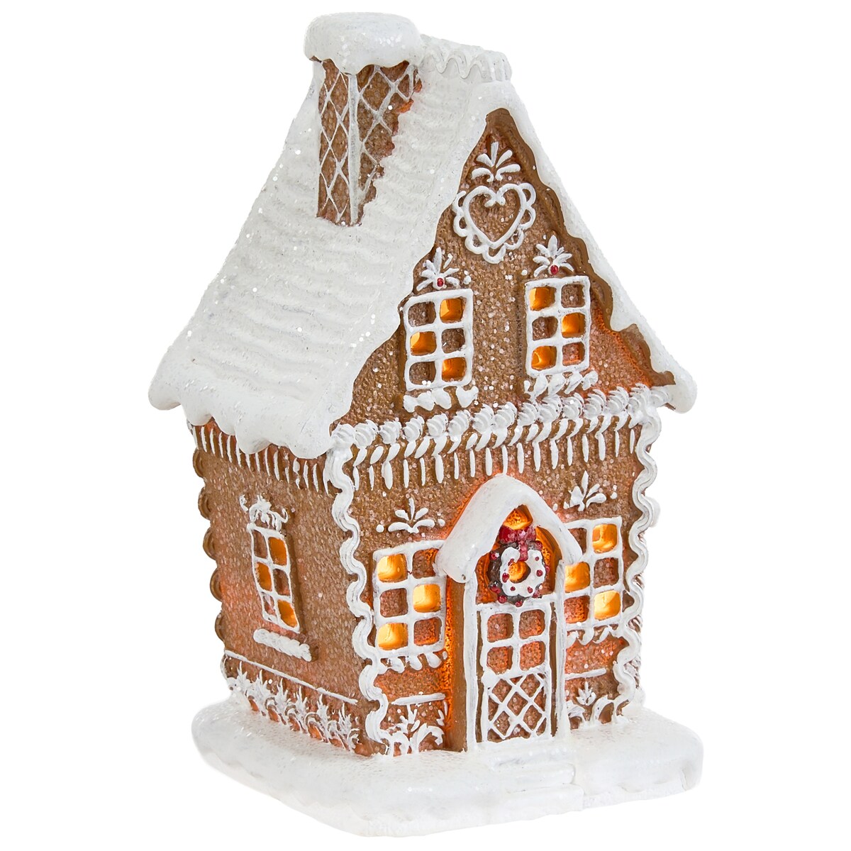 Zestaw 3 dekoracji świątecznych LED RIMPI 21/25/26 cm Domek Brązowy