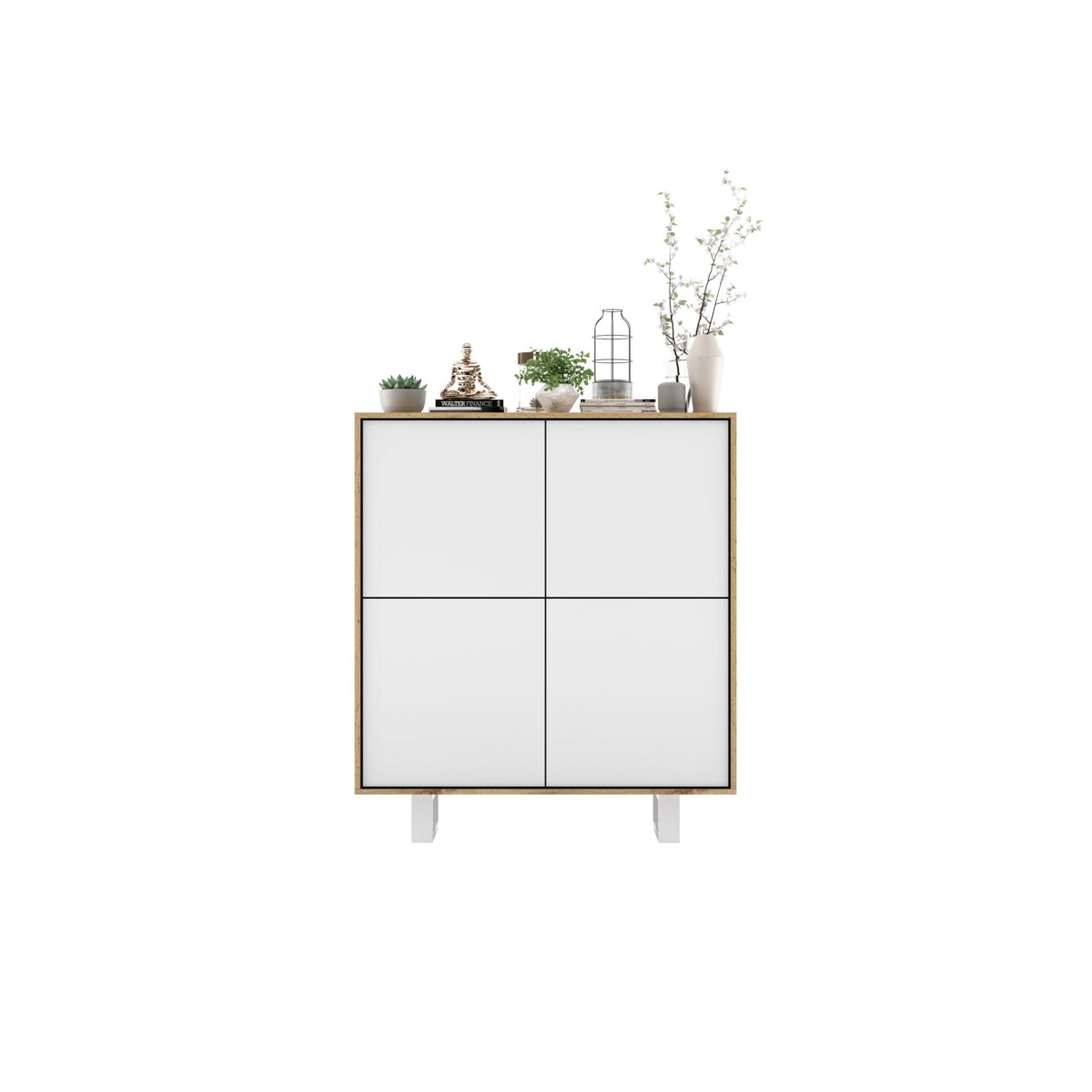 Industrialna Komoda Loft Szafka RTV Dąb Wotan Biały MAT 113 cm