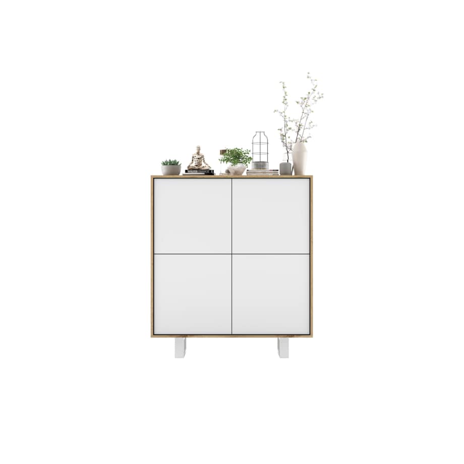 Industrialna Komoda Loft Szafka RTV Dąb Wotan Biały MAT 113 cm