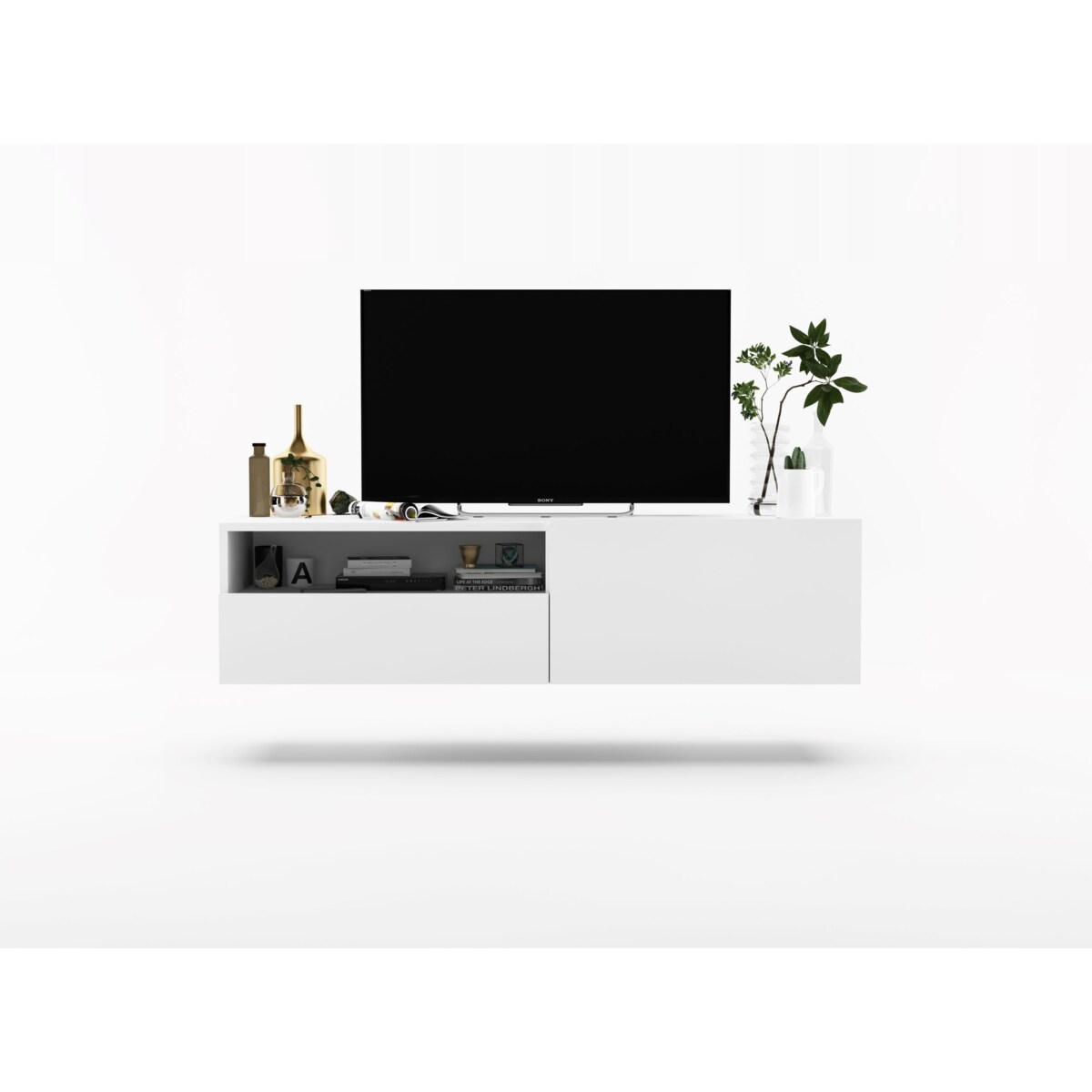 Wisząca Szafka RTV Komoda Loft Biały MAT szuflada 120 cm