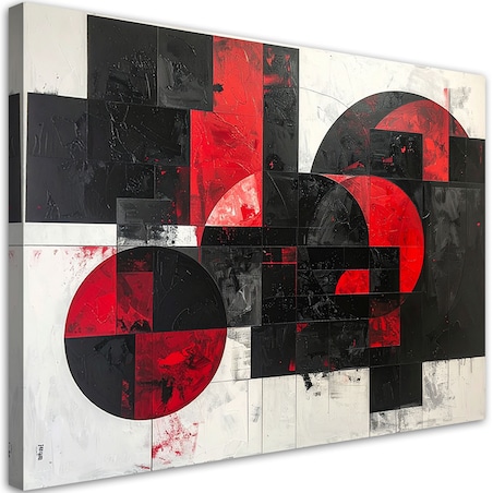 Obraz do salonu sypialni, Abstrakcja tekstura koła kształty czarno czerwony
