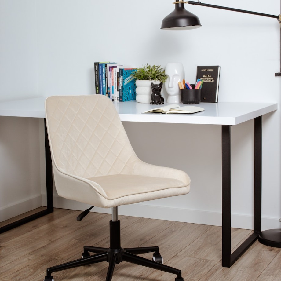 Fotel biurowy krzesło obrotowe regulowane beżowe do biurka