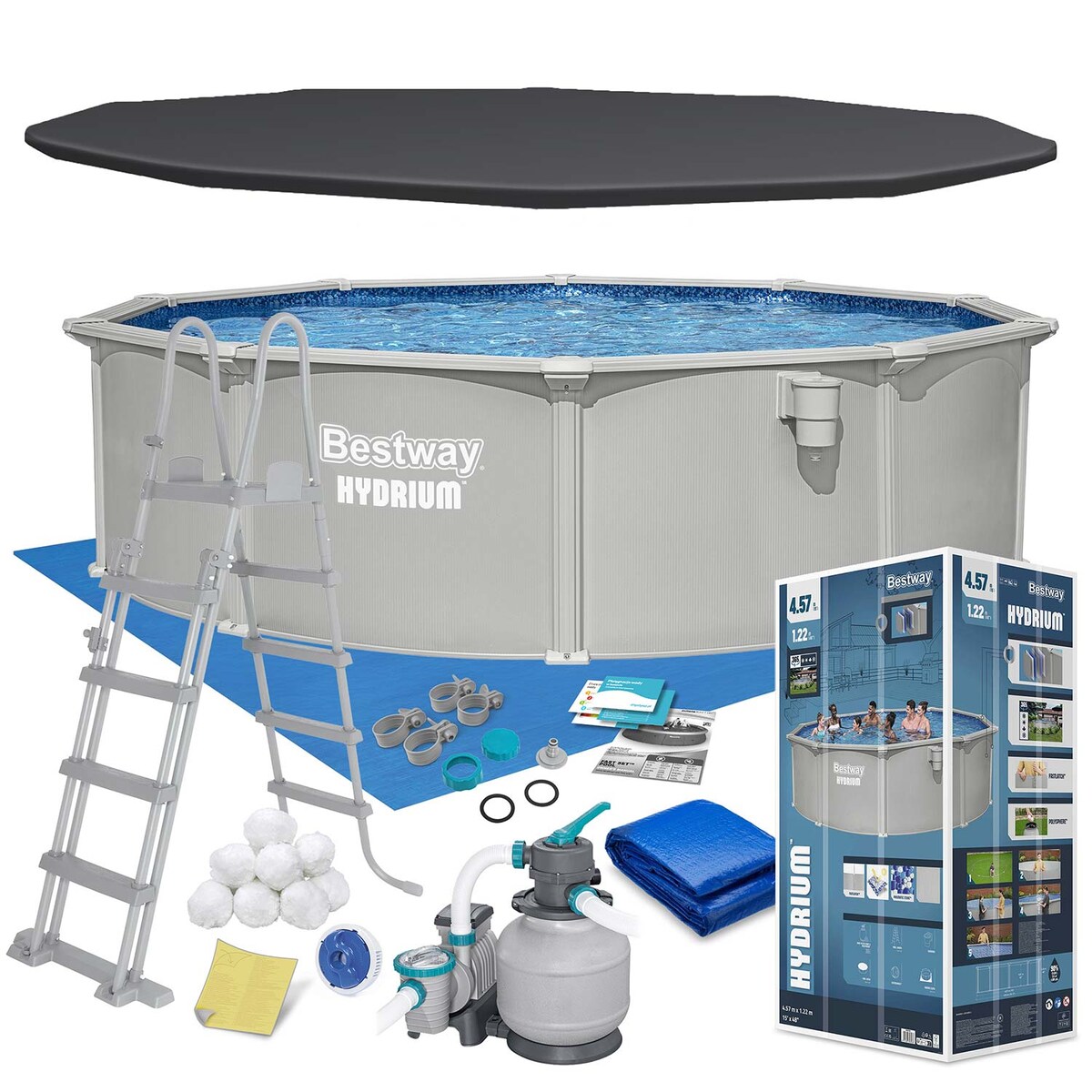 Basen stelażowy Hydrium 457x122 Bestway całoroczny 56384 zestaw