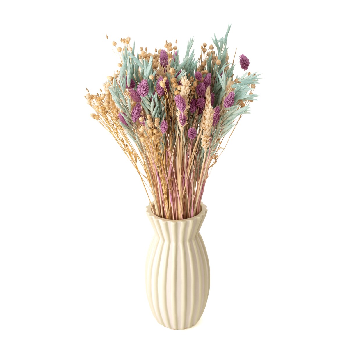 Bukiet suszonych kwiatów Mint&Violet - pszenica, len , phalaris