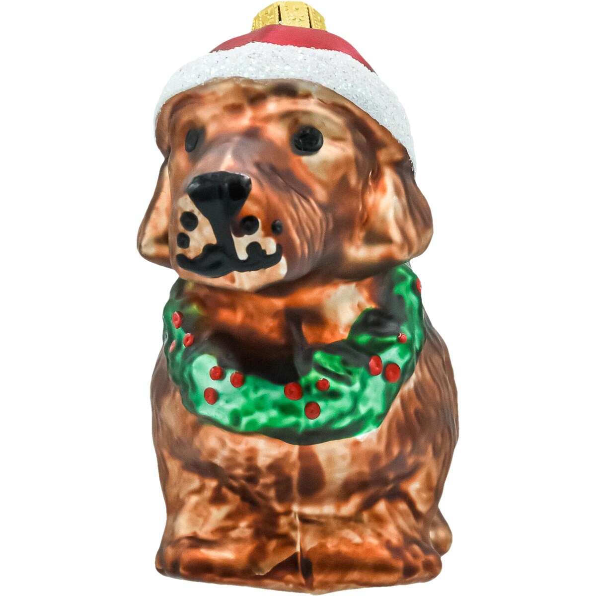 Bombka choinkowa szklana: Jamnik w czapce Mikołaja