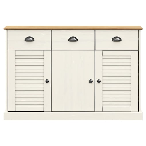 vidaXL Szafka z szufladami VIGO, 113x40x75 cm, biała, lita sosna