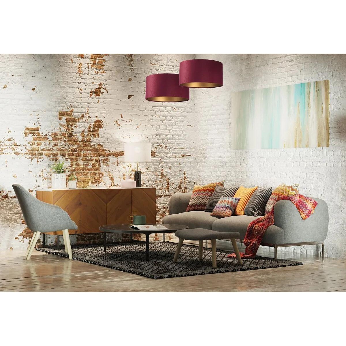 Lampa wisząca HOME 60 bordowa/złota