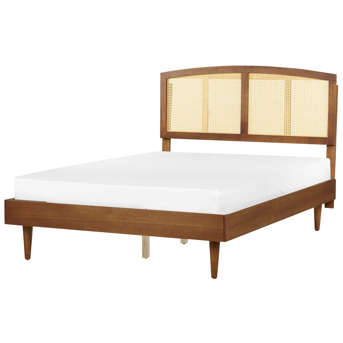 Łóżko LED Rattan VARZY 140 x 200 cm Brązowy