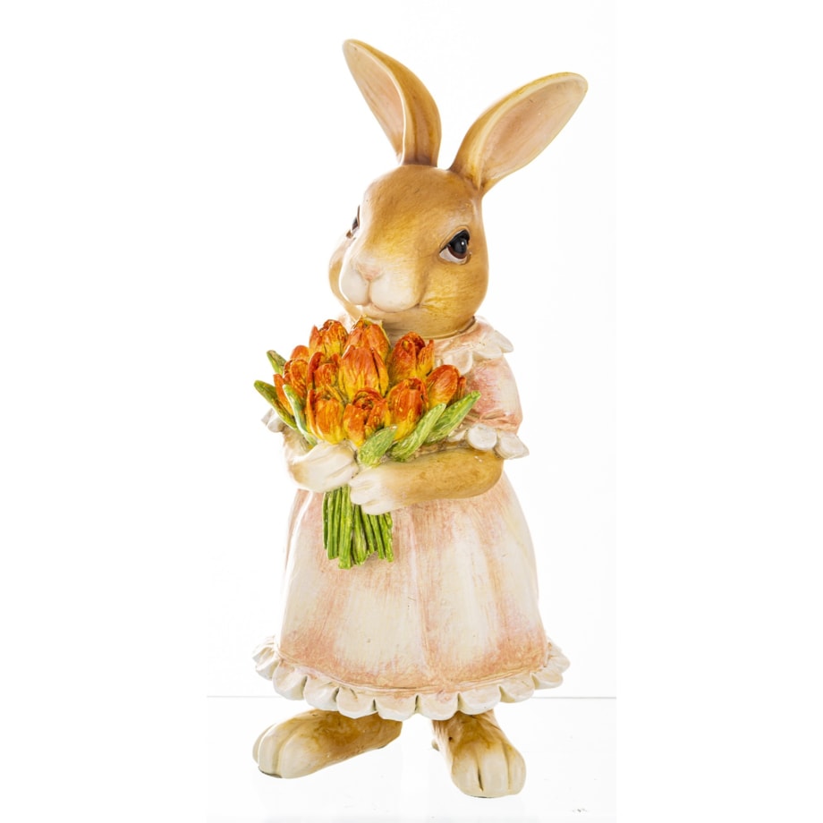 Dekoracja - króliczka z bukietem 19,5x9x9 cm GABI