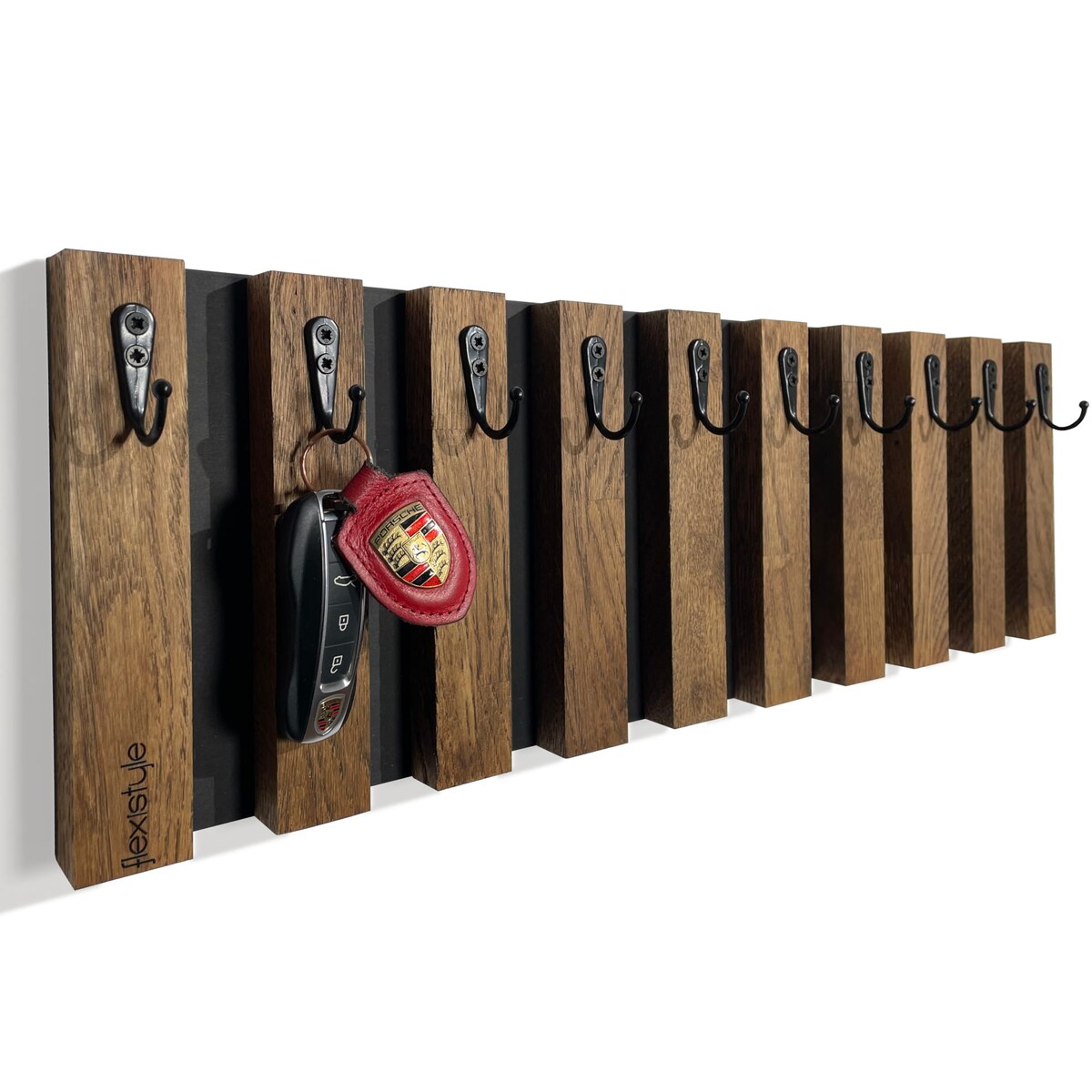 Drewniany wieszak na klucze Lamele 60cm brązowy