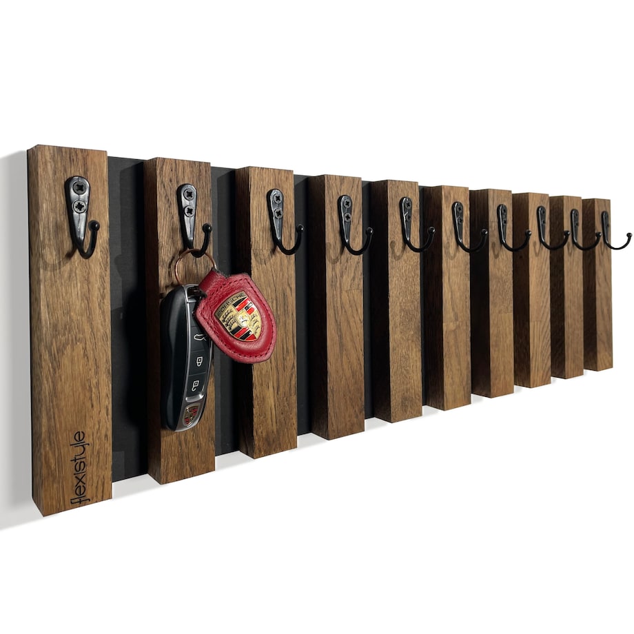 Drewniany wieszak na klucze Lamele 60cm brązowy