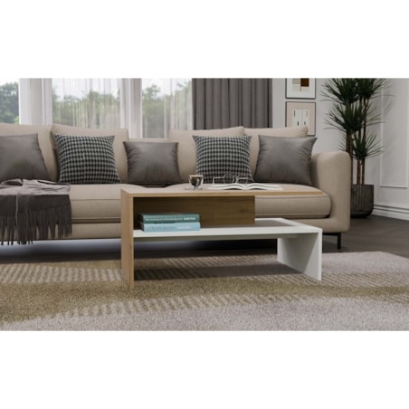 Ława Boston artisan biel stolik kawowy półki