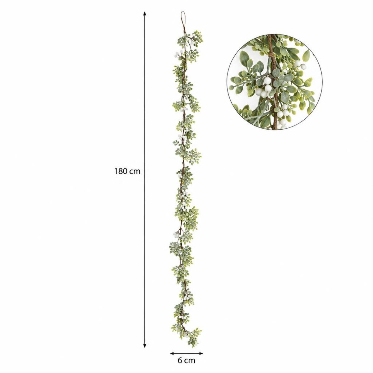 Girlanda dekoracyjna BERRIES z jagodami, 180 cm, kolor zielony, tworzywo sztuczne