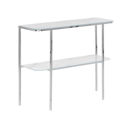 Konsola efekt marmuru biało-srebrna CALVERT