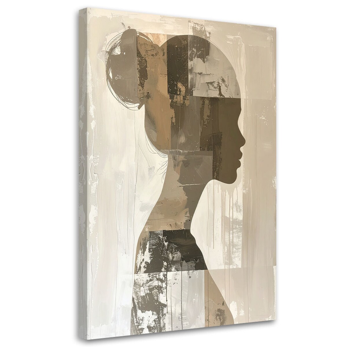 Obraz do salonu sypialni kuchni biura loftu, Postać kobiety abstrakcja w beżu styl boho 70x100cm