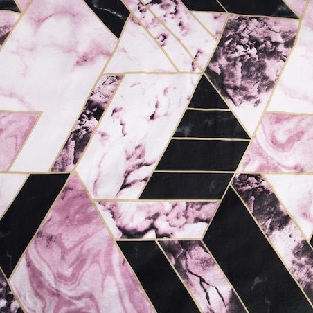 Pościel satyna bawełniana 180x200 Satynlove czarno różowy geometryczny marmur