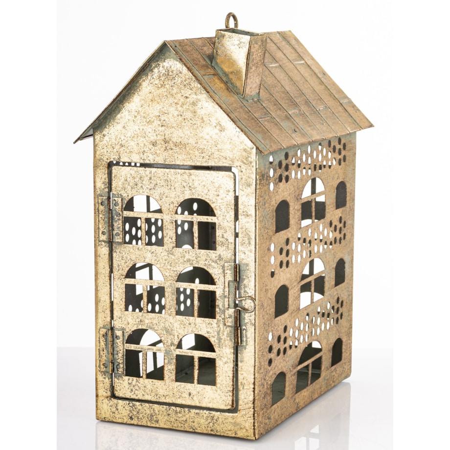 Dekoracja - metalowy domek 32x25x16 cm MUOYA z drzwiczkami
