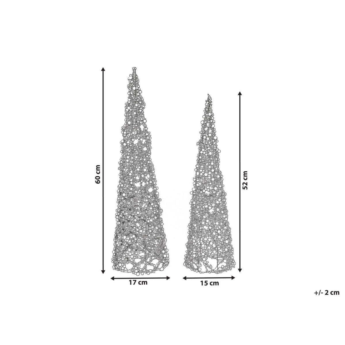 Zestaw 2 figurek dekoracyjnych ROSAN Choinka 52/60 cm Czerwony