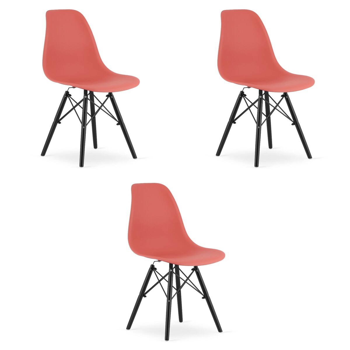 Krzesło Do Jadalni Kuchni Salonu Osaka Cynober / Nogi Czarne X 3