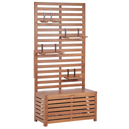 Ławka-schowek z półkami MATINO Drewno akacjowe 170 cm 80 cm Brązowy