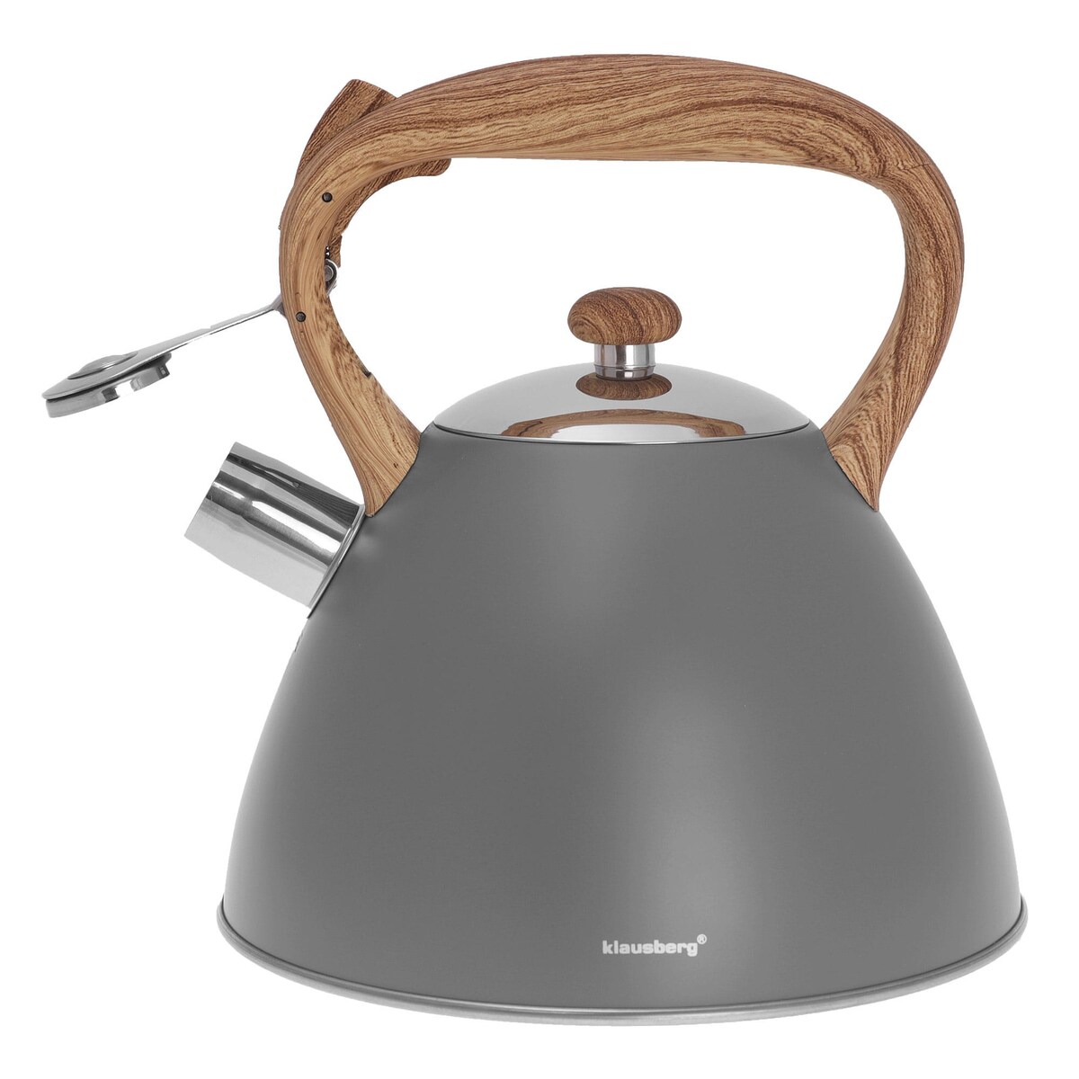 Czajnik stalowy z gwizdkiem lakierowany mat szary 3.0L KLAUSBERG