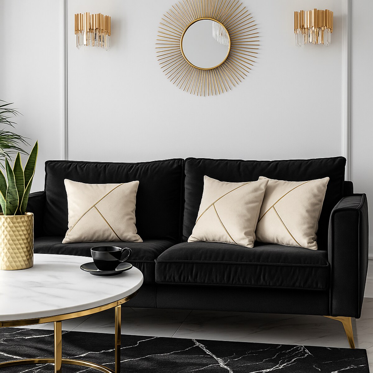 Poszewka na poduszkę ze złotym akcentem Chic - kremowy