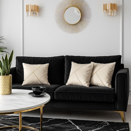 Poszewka na poduszkę ze złotym akcentem Chic - kremowy