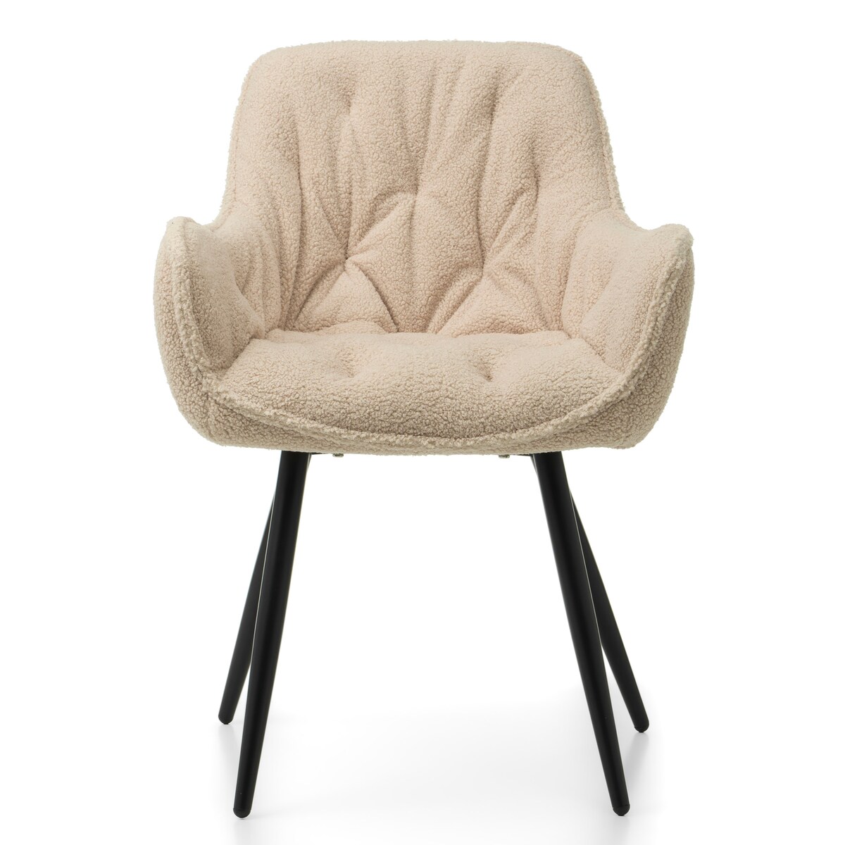 Krzesło tapicerowane pikowane tkanina boucle teddy SIENA beżowa