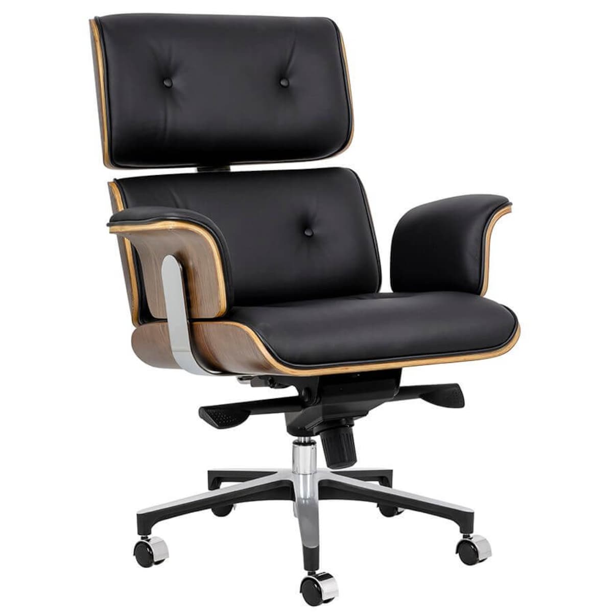 Fotel biurowy Lounge Business czarny sklejka orzech, King Home