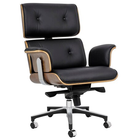 Fotel biurowy Lounge Business czarny sklejka orzech, King Home