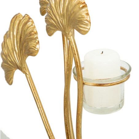 Świecznik dekoracyjny Glam Iris, 50 x 12 x 55 cm, świecznik na świecę, złoty, czarny, żelazo, szkło, Mauro Ferretti