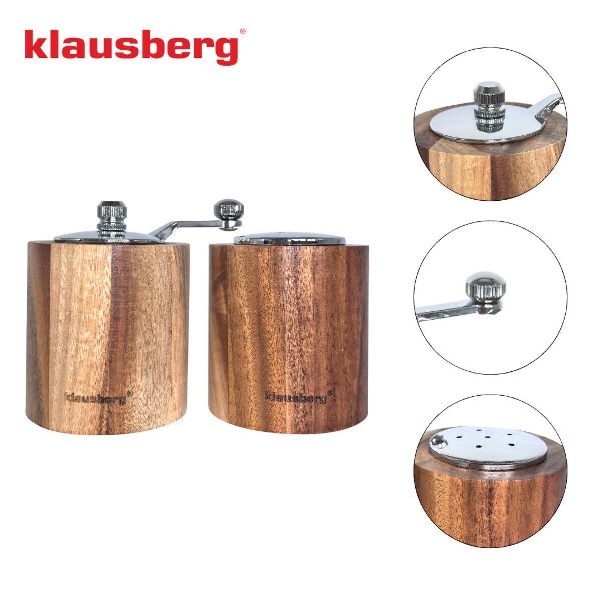 Zestaw do soli i pieprzu z młynkiem i solniczką KLAUSBERG