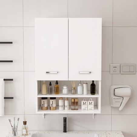 Szafka łazienkowa wisząca ścienna nad pralkę pojemne półki regał loft 64 cm