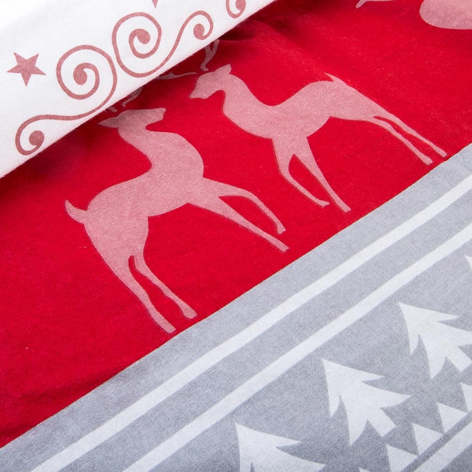 Pościel flanelowa 140x200 Amoria szara w serca i choinki, Flanelove