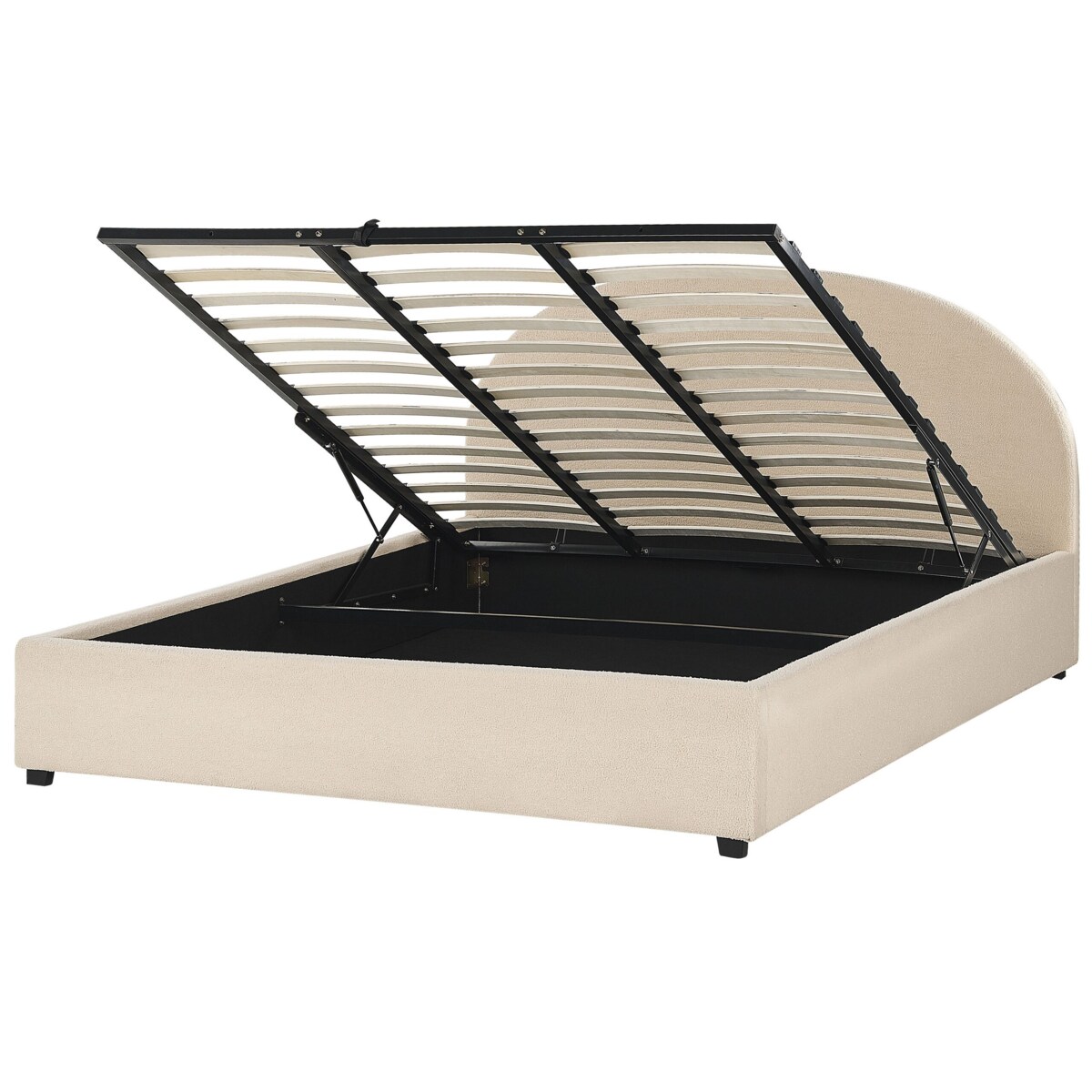 Łóżko z pojemnikiem boucle 180 x 200 cm beżowe VAUCLUSE